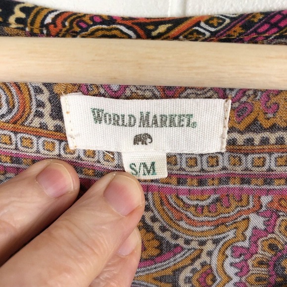 World Market Babydoll Dress‎ Women's Size S/M Colorful Bohemian Tassel Tie - Picture 3 of 9